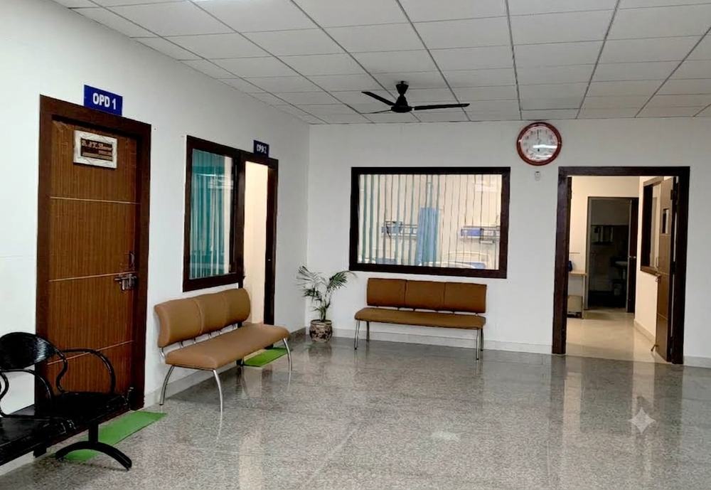 Patient waiting area at Sona Devi Hospital